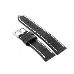 W49 leather watch strap - black/white - 20mmPasek skórzany do zegarka W49 - czarny/białe - 20mm