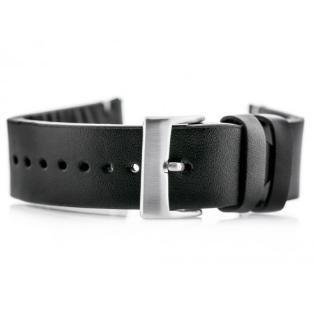 W118 leather watch strap - black/white - 24mm