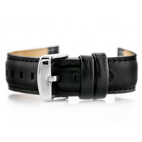 W46 leather watch strap - black - 12mm