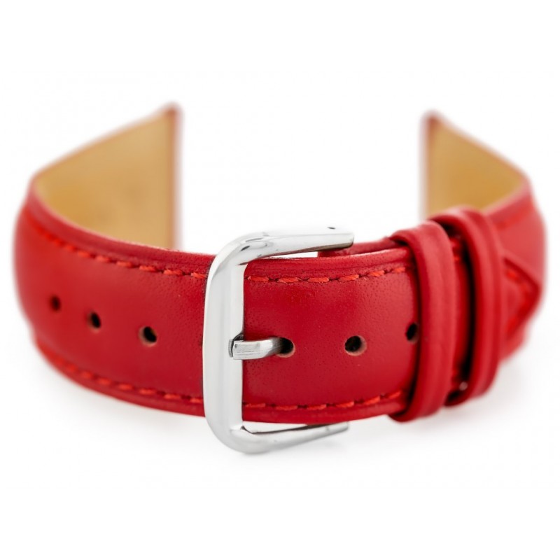 W94 leather watch strap - red - 20mm  Pasek skórzany do zegarka W94 - czerwony - 20mm