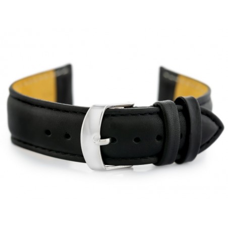 W83L leather watch strap - black - 22mm