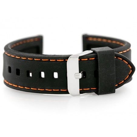 U20 rubber watch strap - black/orange 28mm