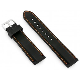 U20 rubber watch strap - black/orange 28mmPasek gumowy do zegarka - przeszywany czarny/pomarańczowe 28mm
