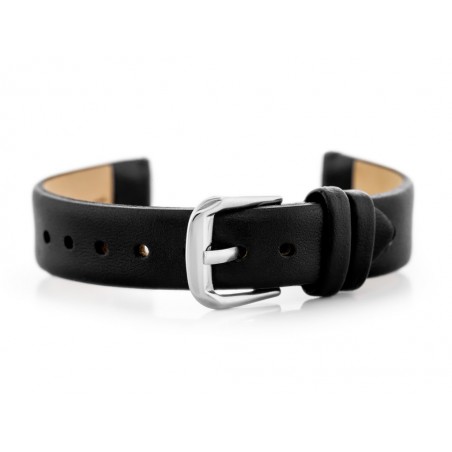 Pasek skórzany do zegarka W76 - czarny - 14mm