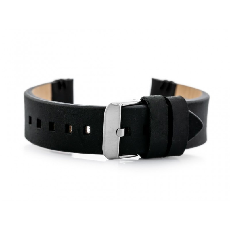 W110 leather watch strap - black - 22mm  Pasek skórzany do zegarka W110 - czarny - 22mm