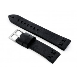 W79 black leather watch strap - 22mmPasek skórzany do zegarka W79 czarny - 22mm