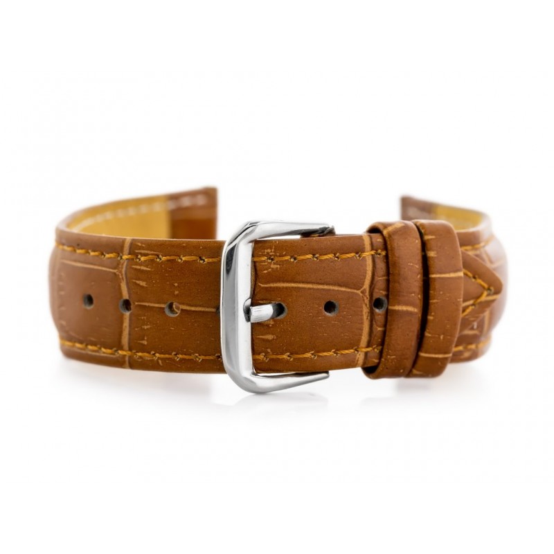 W102L brown leather watch strap - 22mm  Pasek skórzany do zegarka W102L brąz - 22mm