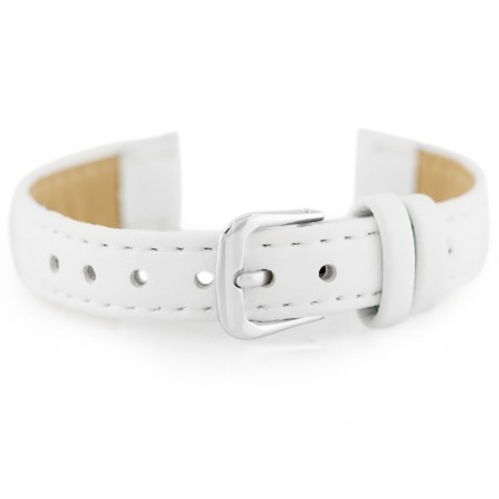 Leather watch strap - white - 12mm