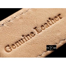 Leather watch strap - beige/gold - 24mmPasek skórzany do zegarka - beżowy/złoty - 24mm