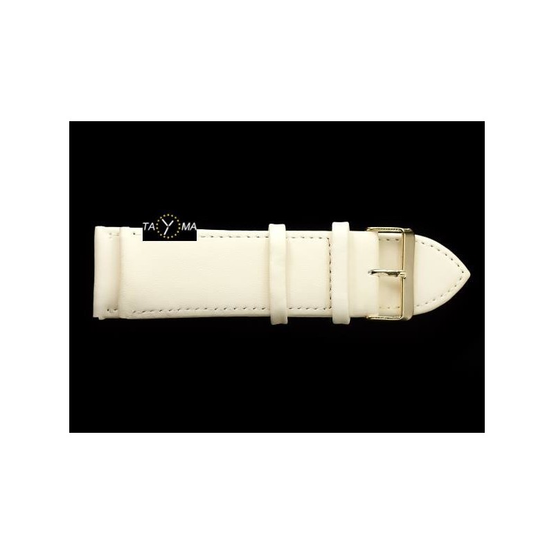 Leather watch strap - beige/gold - 26mm  Pasek skórzany do zegarka - beżowy/złoty - 26mm