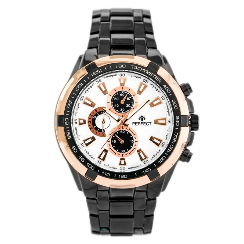 PERFECT MEN'S WATCH - M101 (zp112d) + BOX  ZEGAREK MĘSKI PERFECT - MILTON - black/gold2 (zp112d)