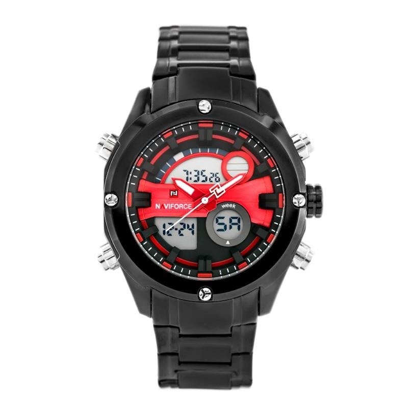 NAVIFORCE GLOCK MEN'S WATCH (zn039c) - black/red  ZEGAREK MĘSKI NAVIFORCE GLOCK (zn039c) - black/red