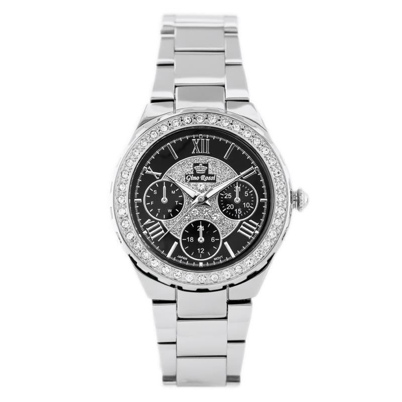 G. ROSSI WATCH - ALORE (zg646d) silver/black + BOX  ZEGAREK DAMSKI GINO ROSSI - ALORE (zg646d) silver/black + BOX