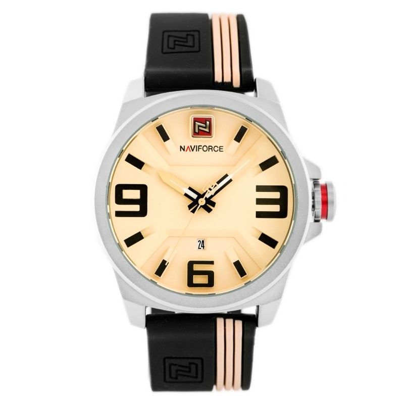 NAVIFORCE MEN'S WATCH - NF9098 (zn045a) - beige/black  ZEGAREK MĘSKI NAVIFORCE - NF9098 (zn045a) - beige/black