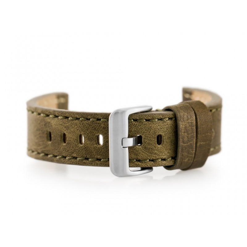 Leather watch strap W48 - PREMIUM - olive green - 24mm  Pasek skórzany do zegarka W48 - PREMIUM - oliwkowy - 24mm