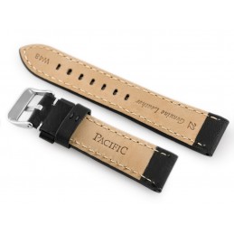 W48 leather watch strap - PREMIUM - black/white - 24mmPasek skórzany do zegarka W48 - PREMIUM - czarny/białe - 24mm