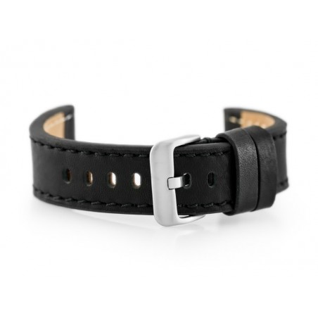 W48 leather watch strap - PREMIUM - black/black - 20mm
