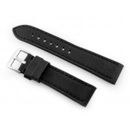 W48 leather watch strap - PREMIUM - black/black - 22mmPasek skórzany do zegarka W48 - PREMIUM - czarny/czarne - 22mm