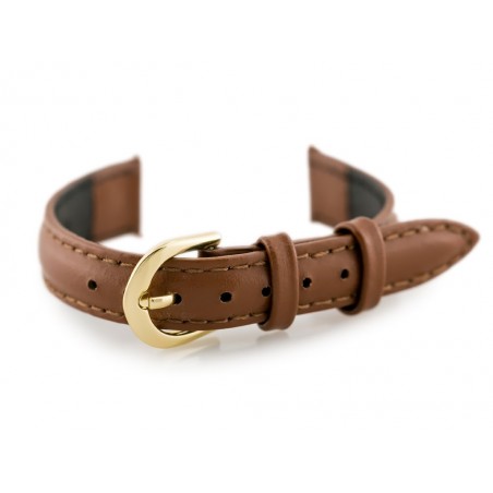 Leather watch strap - CASIO - camel/gold - 12mm