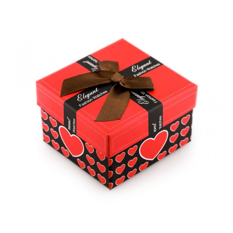 Gift box for watch - hearts red  Prezentowe pudełko na zegarek - serduszka czerwone