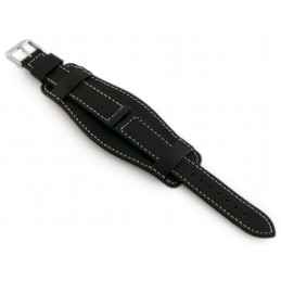 W85 leather watch strap - washer - black/white - 18mmPasek skórzany do zegarka W85 - podkładka - czarny/biały - 18mm