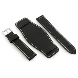 W85 leather watch strap - washer - black/white - 20mmPasek skórzany do zegarka W85 - podkładka - czarny/biały - 20mm
