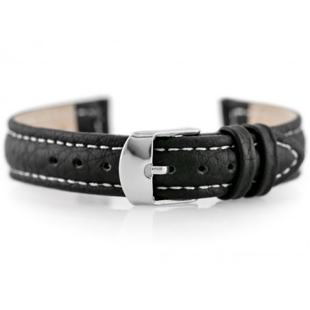 W71 leather watch strap - black/white - 14mm