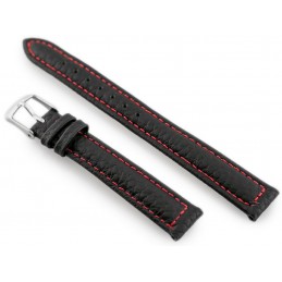 W71 leather watch strap - black/red - 12mmPasek skórzany do zegarka W71 - czarny/czerwony - 12mm