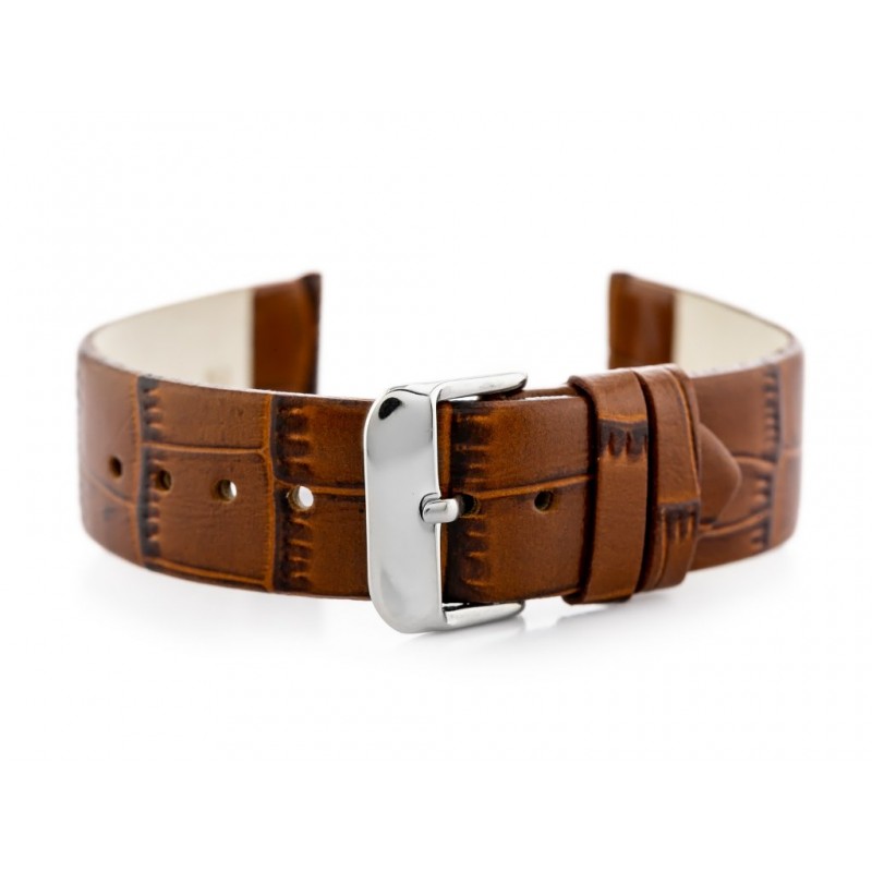 W57 leather watch strap - dark brown - 20mm  Pasek skórzany do zegarka W57 - ciemnobrązowy - 20mm