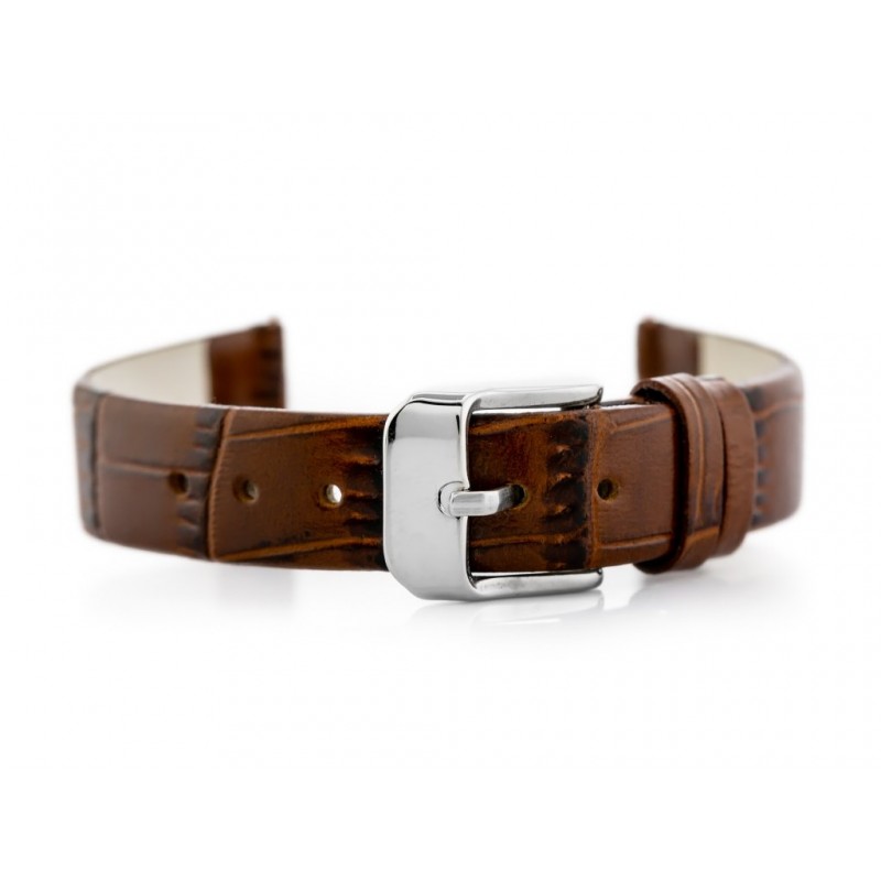 W57 leather watch strap - dark brown - 12mm  Pasek skórzany do zegarka W57 - ciemnobrązowy - 12mm