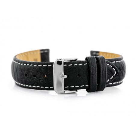 W05XL black/white leather watch strap - 20mm