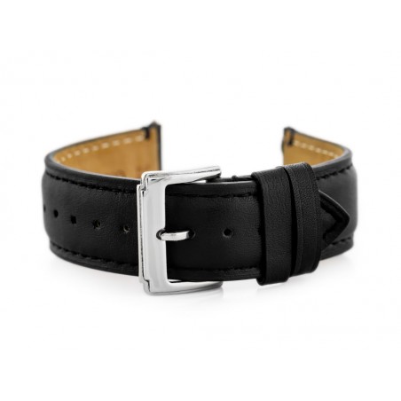 W89 black leather watch strap - 22mm