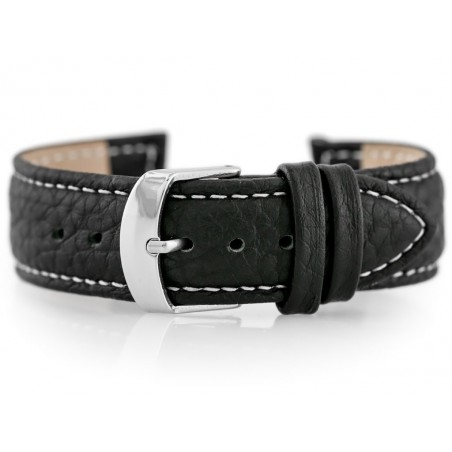 W71 leather watch strap - black/white - 18mm