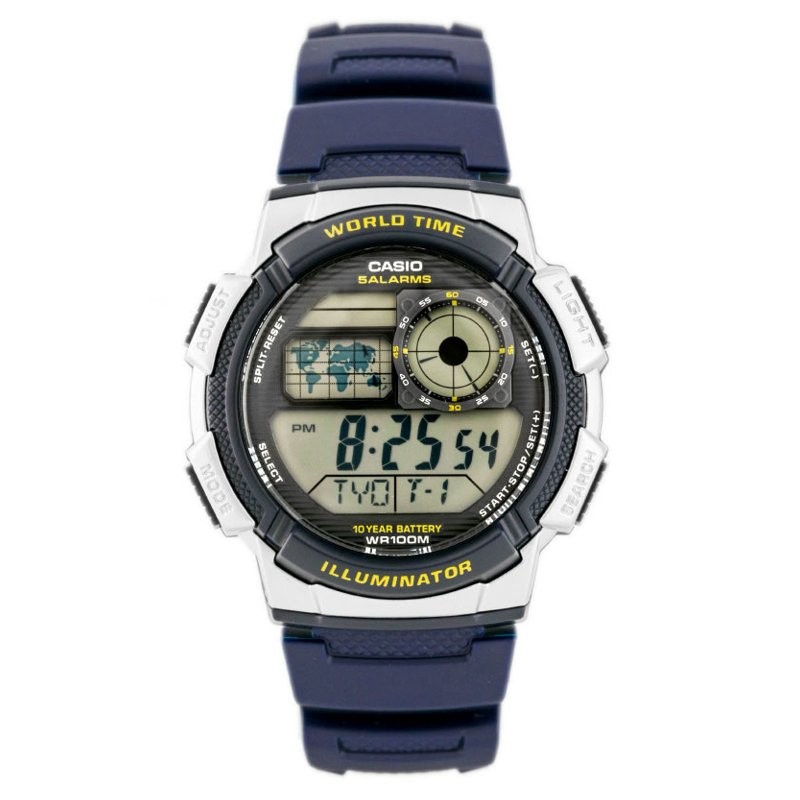 ZEGAREK MĘSKI CASIO AE-1000W 2AV (zd073e) - WORLD TIME + BOX  ZEGAREK MĘSKI CASIO AE-1000W 2AV (zd073e) - WORLD TIME