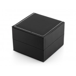 Prezentowe pudełko na zegarek - eko czarne przeszywane czarną nicią matowePrezentowe pudełko na zegarek - eko czarne przeszywane matowe