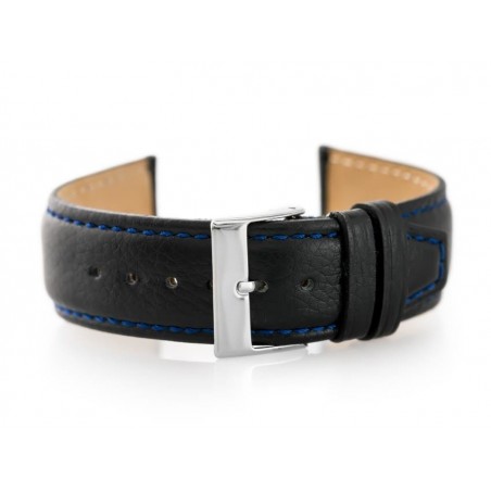 Leather watch strap W26 - PREMIUM - black - 20mm