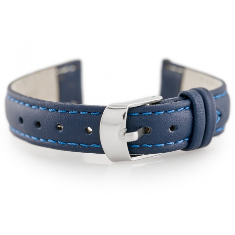 W83 leather watch strap - navy blue - 12mm  Pasek skórzany do zegarka W83 - granatowy - 12mm
