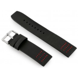 W39 black/red 22mm leather watch strapPasek skórzany do zegarka W39 czarny/czerwony 22mm