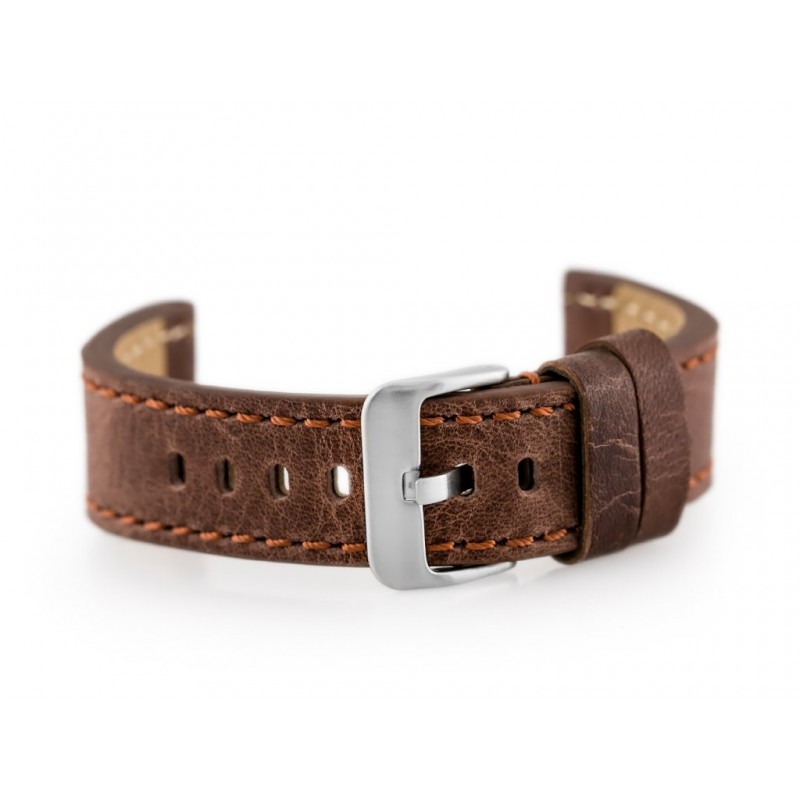 Watch leather strap W48 - PREMIUM - dark brown II - 24mm  Pasek skórzany do zegarka W48 - PREMIUM - ciemnobrązowy II - 24mm