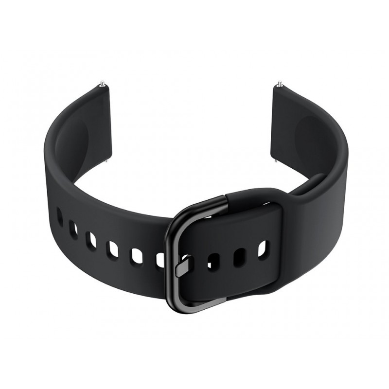 U01 smartwatch rubber strap - black/black - 20mm  Pasek gumowy do smartwatch 20mm - czarny/czarny