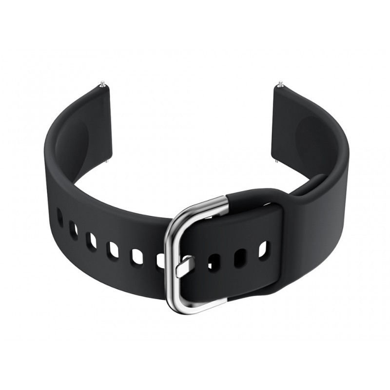 U01 smartwatch rubber strap - black/silver - 20mm  Pasek gumowy do smartwatch 20mm - czarny/srebrny