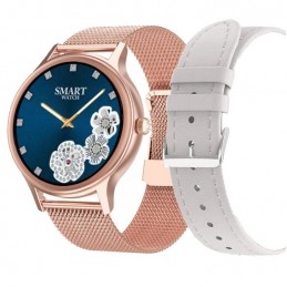 WOMEN'S SMARTWATCH PACIFIC 18-2 - BRANSOLET + BELT: Rosegold / White (sy015b)SMARTWATCH PACIFIC 18-2 + dodatkowy PASEK (zy697b)