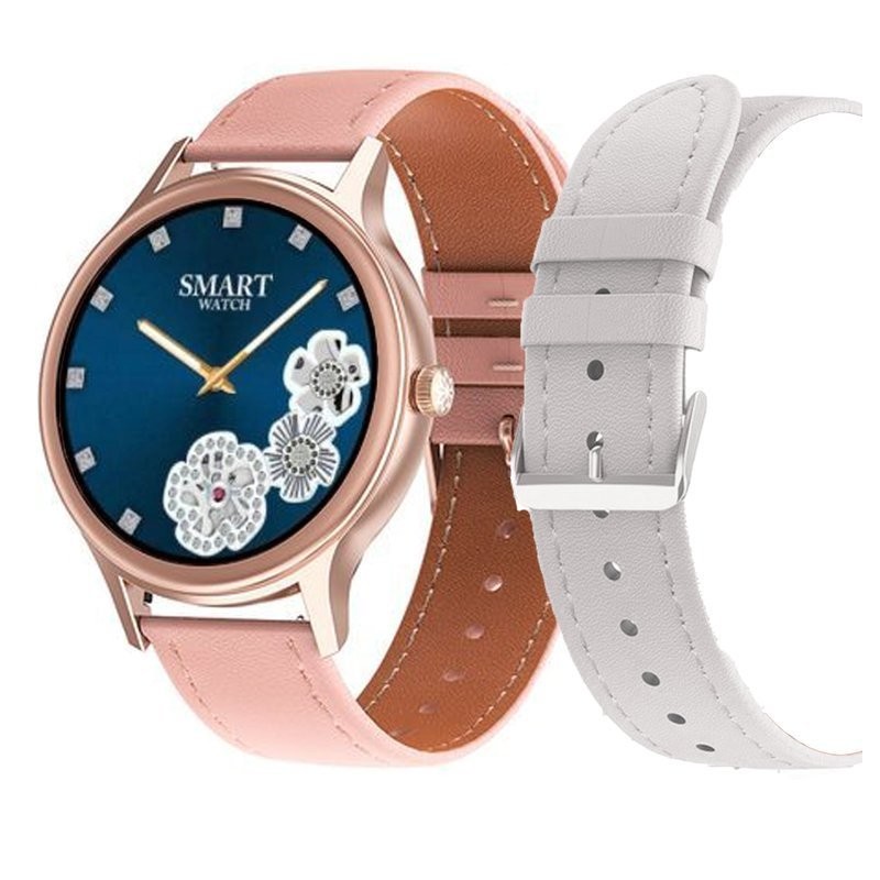 WOMEN'S SMARTWATCH PACIFIC 18-6 - TWO BANDS: Pink / White (sy015f)  SMARTWATCH PACIFIC 18-6 + dodatkowy PASEK (zy697f)