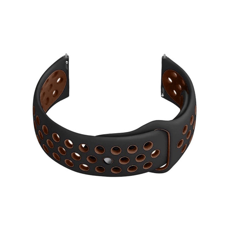 U11 smartwatch rubber strap - black/brown - 22mm  Pasek gumowy do smartwatch U11 - czarny/brązowy - 22mm