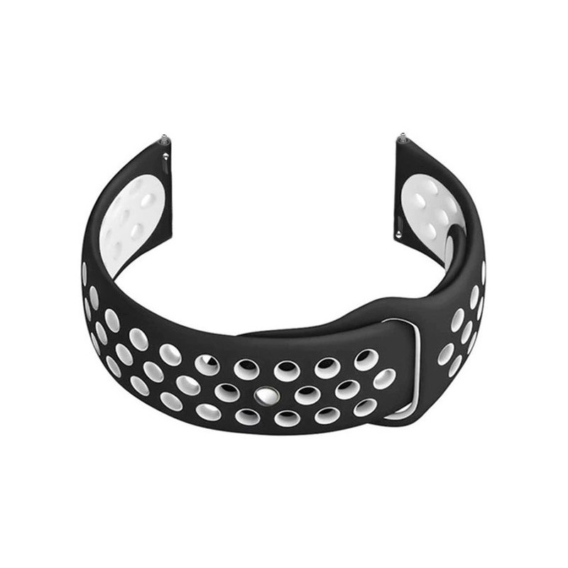 U11 smartwatch rubber strap - black/white - 20mm  Pasek gumowy do smartwatch U11 - czarny/biały - 20mm