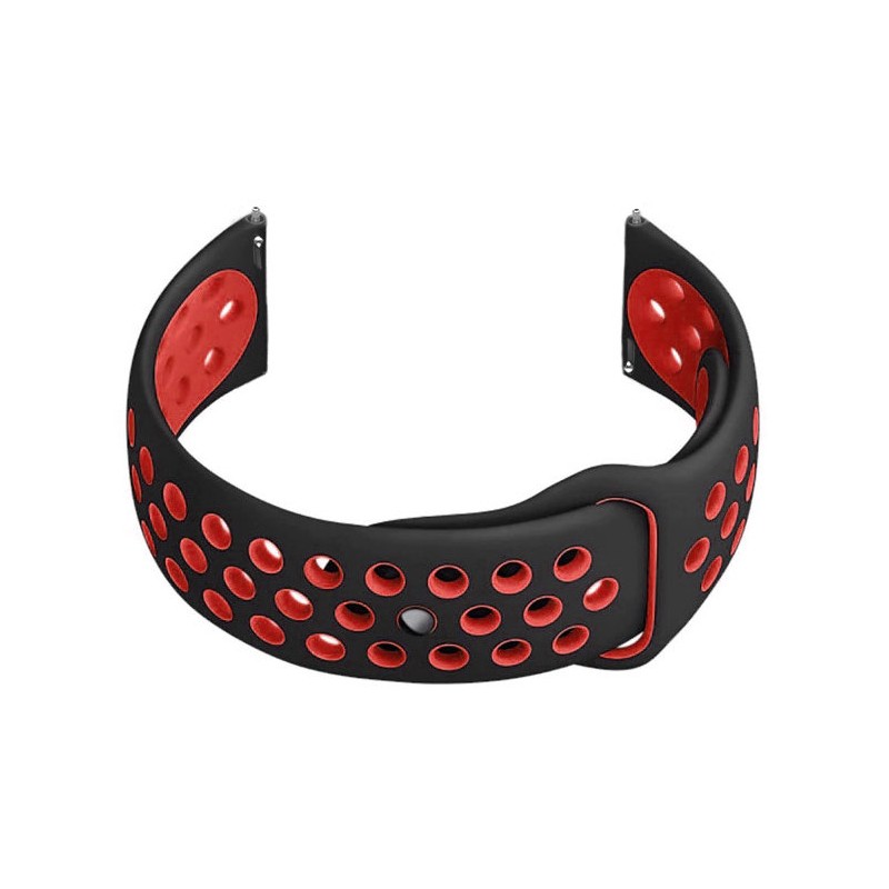 U11 smartwatch rubber strap - black/red - 20mm  Pasek gumowy do smartwatch U11 - czarny/czerwony - 20mm