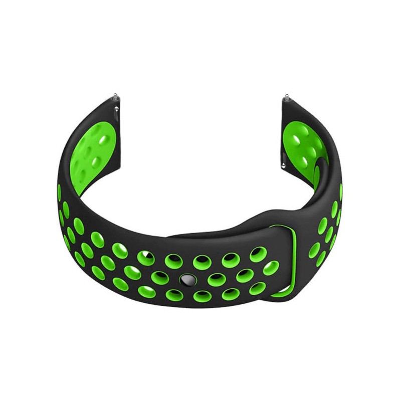 U11 smartwatch rubber strap - black/green - 20mm  Pasek gumowy do smartwatch U11 - czarny/zielony - 20mm