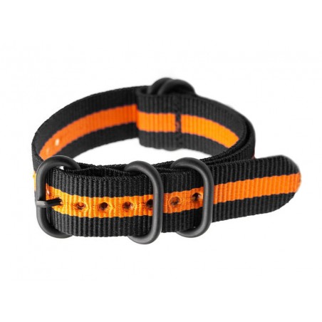 N01 NATO watch strap - black/orange (wide) - 22mm