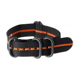 N01 NATO watch strap - black/orange (narrow) - 20mmPasek NATO parciany do zegarka - czarny/pomarańczowy (wąski) - 20mm