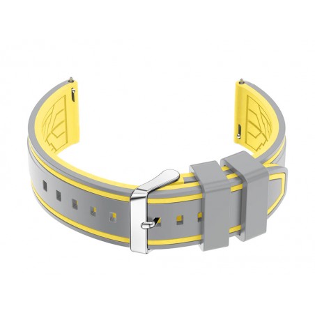 U14 watch rubber strap - gray/yellow - 24mm